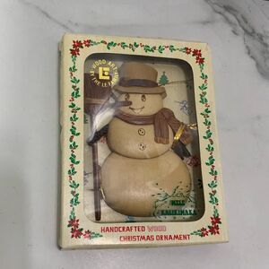 Aloha Wood Art by the LE Family handcrafted wooden snowman ornament